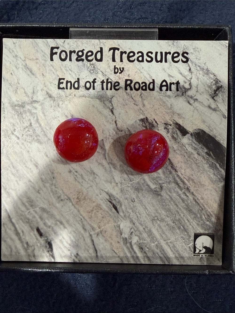 Forged Treasures Red/magenta Glass Stud Earrings